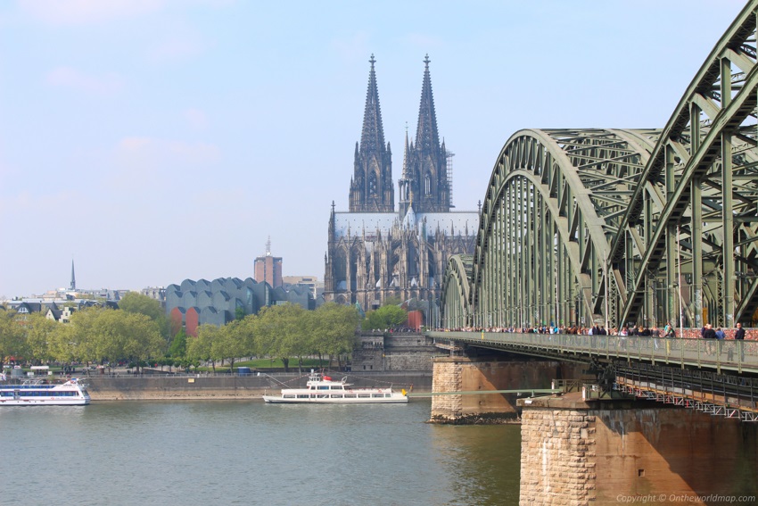 Hohenzollern Bridge and the Cologne Cathedral in Cologne